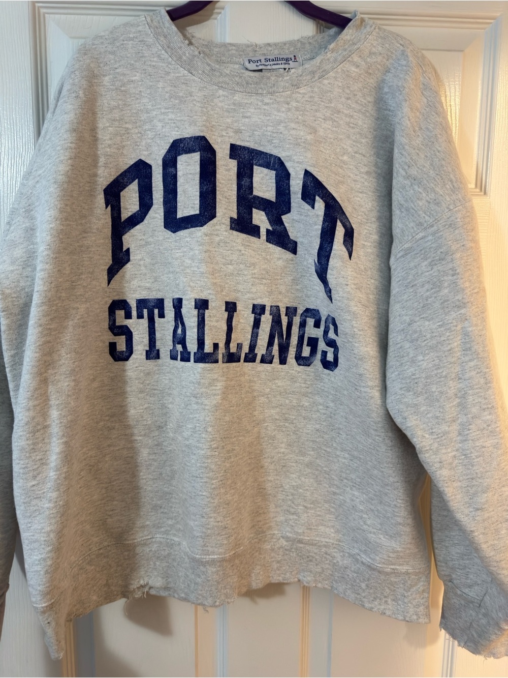 Lunden/Olivia Port Stallings Gray Crewneck Sweatshirt with Navy Logo